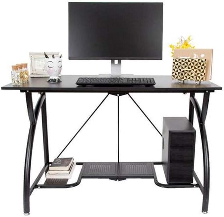 Origami Folding Computer Desk for Office Study Students Bedroom Home Gaming and Craft | Space Saving Foldable Design, Fits Dual Monitors and Laptop, Collapsible, No Assembly Required | Black, Large (RDE-01)