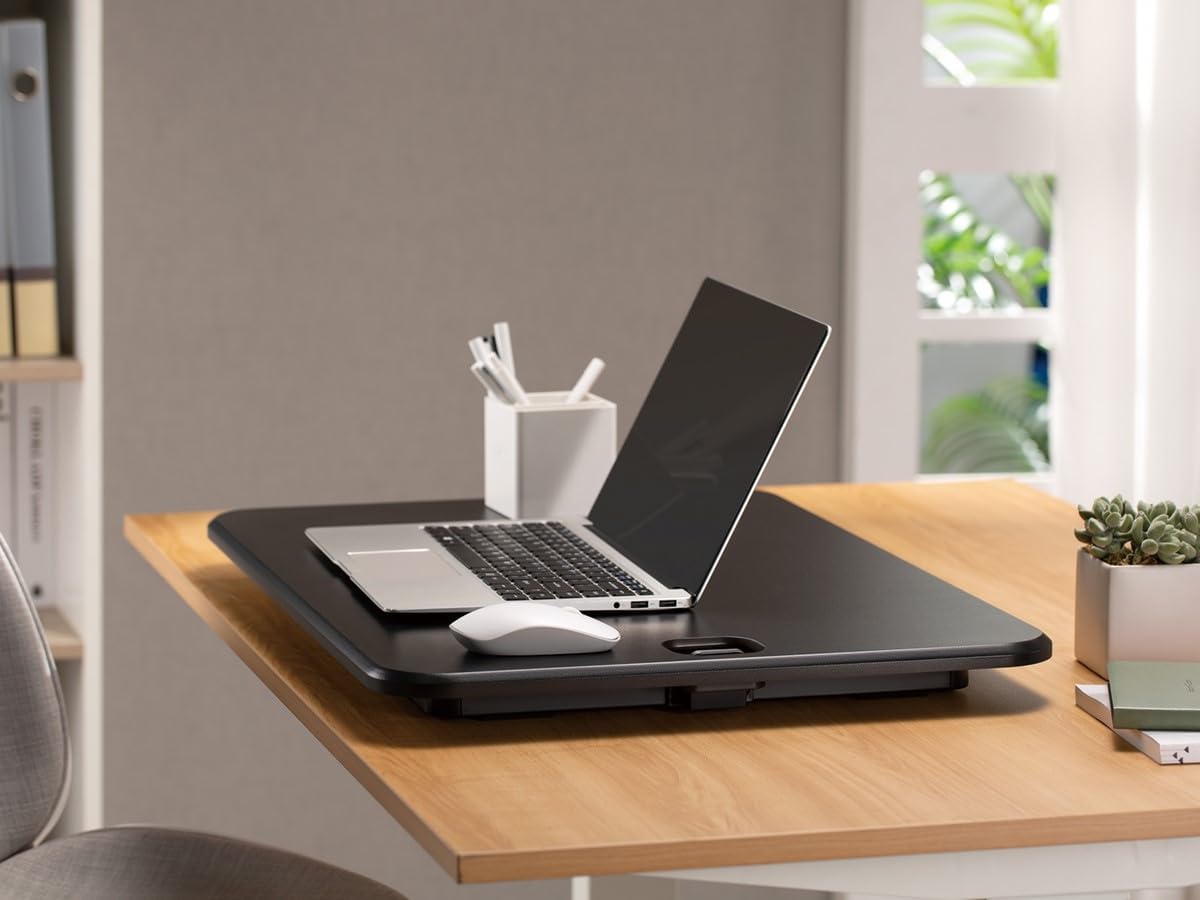 Monoprice Ultra-Slim Single Top Height Adjustable Compact Sit-Stand 26-Inch Desk Converter Riser, Compact Sit Stand Desktop Converter for Monitor or Laptop, Black