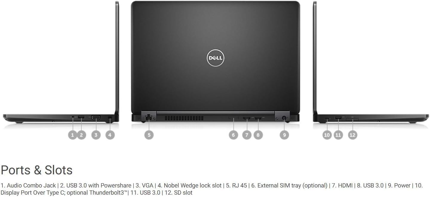 Dell Latitude 5480 | 14 inch Business Laptop | Intel 7th Gen i7-7600U | 8GB DDR4 | 256GB SSD | Win 11 Pro (Renewed)