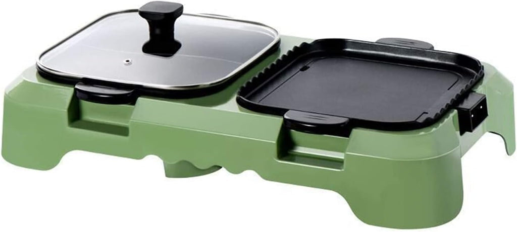 Intelligent Health Gril Electric Barbecue Grill Indoor Hot Pot Chafing Dish, Large Capacity Household Multifunctional Non-Stick 2200W,Green (Color : Green)