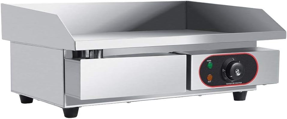 Electric Grill, Stainless Steel Commercial Counter Top Griddle Electric Hot Plate Kitchen Grill Indoor Barbecue Griddle, 55 x 45 x 23cm, 220~240V
