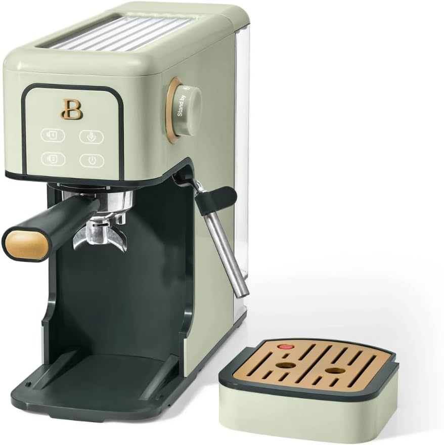 Slim Espresso Maker – 20‑Bar Pressure, Dual‑Spout 52 mm Portafilter, 50 oz Removable Tank, 2‑in‑1 Steam Wand & Touch Controls (Sage Green)