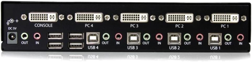StarTech.com 4-Port KVM Switch for DVI Computers - 1U Rack-Mount KVM Switch with Audio - DVI KVM switch -2 port - 1U , TAA (SV431DVIUA)