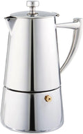 Cuisinox Roma Stovetop Espresso Maker COF-10R, Stainless Steel Coffee Percolator Stovetop, Heat-Resistant & Non-Reactive, 10-Cup Italian Espresso Maker Easy to Clean, Durable Stove Top Percolator
