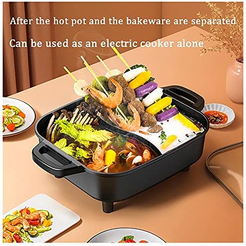 Smokeless Electric Grill with Hot Pot, Seats 5-10 People, Non-stick Double Boiler, Indoor Grill and Hot Pot Combination, Perfect for Family Gatherings
