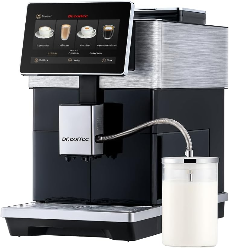 DR. COFFEE H3 Fully Automatic Espresso Machine with Milk Frother-15 Barista Drinks, Bean to Cup Coffee Machine, Auto-Clean Coffee Maker, 100% Ceramic Grinder for Home & Office