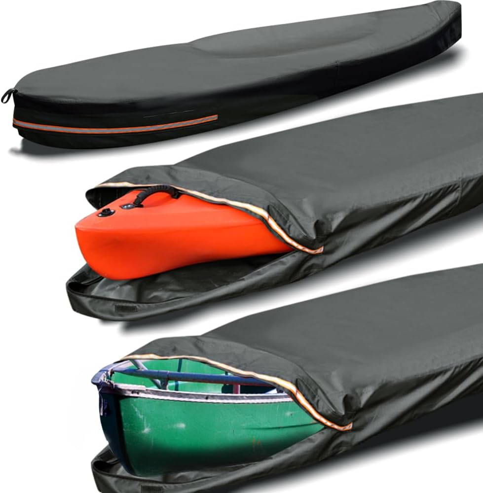 600D Kayak Covers for Outdoor Storage,Kayak Cover 18-20ft Canoe Covers Paddle Board Cover Fit 18-20ft, Protects Against Water,UV,Dust for Outdoor/Indoor Storage Grey