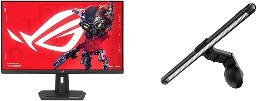Bundle of ASUS ROG Strix 32' 4K HDR Gaming Monitor XG32UCG, 3840x2160, Dual Mode, 0.3ms, USB-C, G-SYNC + ASUS ROG Aura Monitor Light Bar ALB01 - Asymmetrical Lighting bar, 3 Modes, RGB Lighting, USB-C