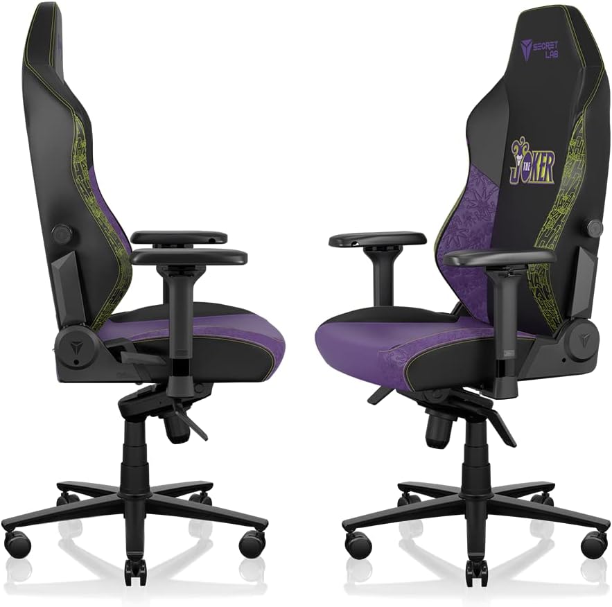 Secretlab Titan Evo The Joker Gaming Chair - Reclining - Ergonomic & Comfortable Gaming Chair with 4D Armrest - Magnetic Head Pillow & 4-Way Lumbar Support - Small - Black/Purple - Leatherette