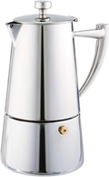Cuisinox Roma Stovetop Espresso Maker COF-4R, Stainless Steel Coffee Percolator Stovetop, Heat-Resistant & Non-Reactive, 4-Cup Italian Espresso Maker Easy to Clean, Durable Stove Top Percolator