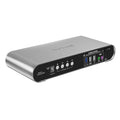 4 Computer 4 Monitors (2HDMI 2DP) MST KVM Switch 4K@60Hz, DP MST USB 3.0 Quad Monitor, Hotkey and Wire Remote, Aluminum Shell, Digital Display, Audio/Mic, HDR10 with Cables (Windows)