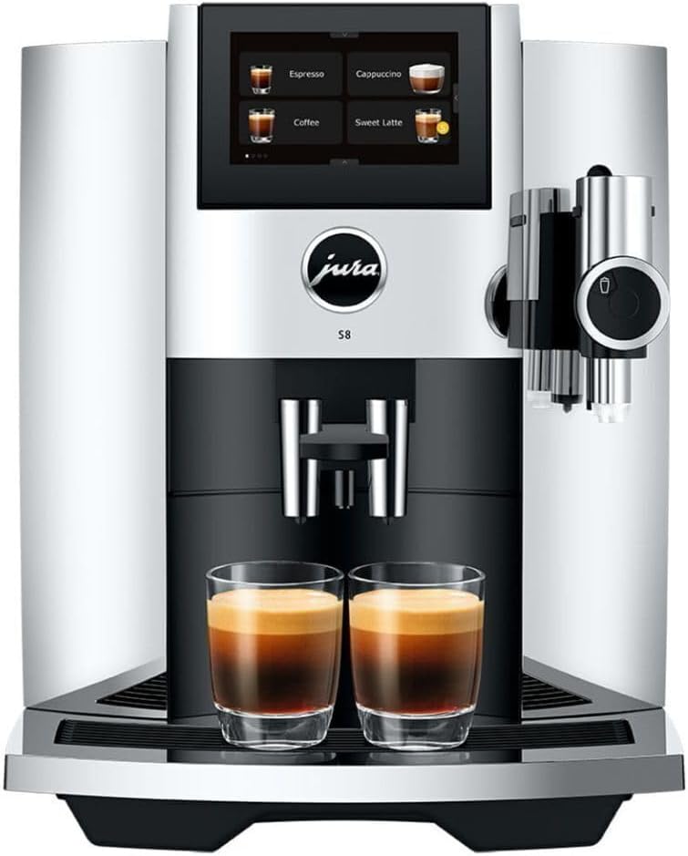 Jura S8 Automatic Coffee Machine with PEP (Chrome) Bundle with Milk Container, Smart Filter Cartridges (2-Pack) and Cleaning Tablets (5 Items)