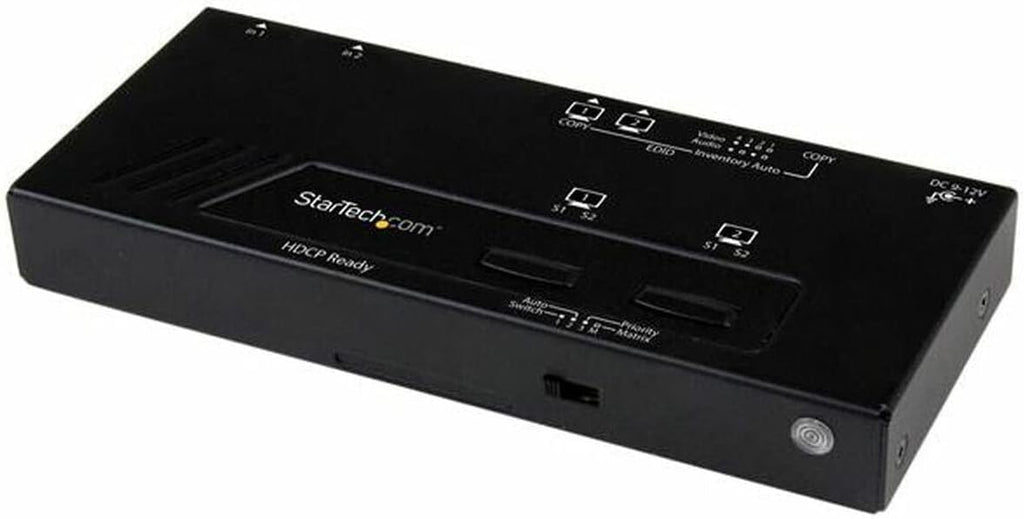 StarTech.com 2x2 HDMI Matrix Switch with Remote - 1080p Automatic & Priority Switcher - Video Wall Auto Selector Splitter Box - Audio Out, TAA (VS222HDQ)
