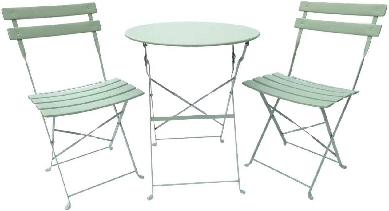 Indoor/Outdoor 3-Piece Foldable Bistro Set, Folding Outdoor Patio Furniture Sets, 2 Chairs and 1 Table, Weather-Resistant Outdoor/Indoor Conversation Set for Patio (Green)