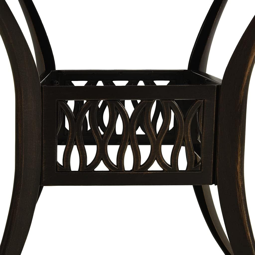 vidaXL 3-Piece Patio Bistro Set - Sturdy Cast Aluminum Garden Furniture - Elegant Bronze Finish with Umbrella Hole - for Outdoor Seating and Dining