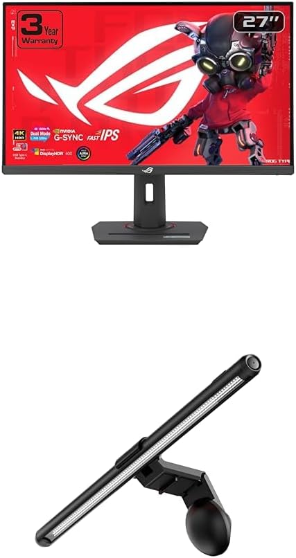 ASUS ROG Strix 27' 4K HDR USB-C Gaming Monitor (XG27UCG) ROG Aura Monitor Light Bar (ALB01)