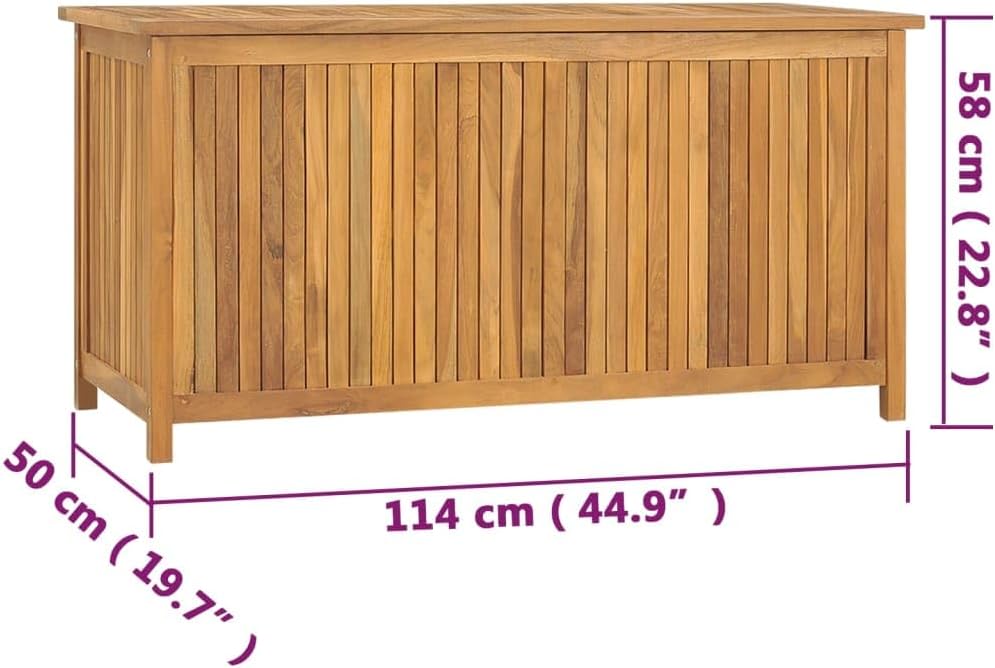 Patio Storage Box Outdoor Solid Teak Wood Deck Box Wooden Outdoor Storage Organization Box with Lid Storage Bench and Waterproof Lining for Garden,Patio,Backyard,44.9'x19.7'x22.8' -AA