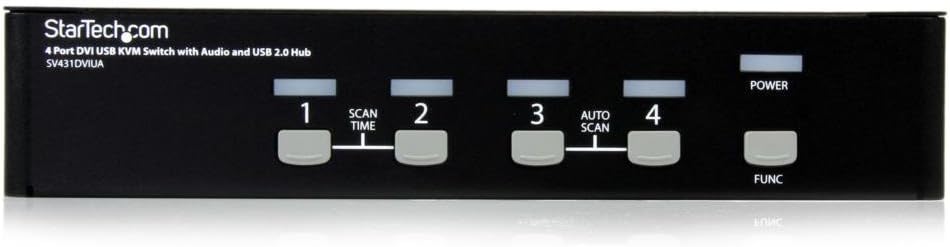 StarTech.com 4-Port KVM Switch for DVI Computers - 1U Rack-Mount KVM Switch with Audio - DVI KVM switch -2 port - 1U , TAA (SV431DVIUA)