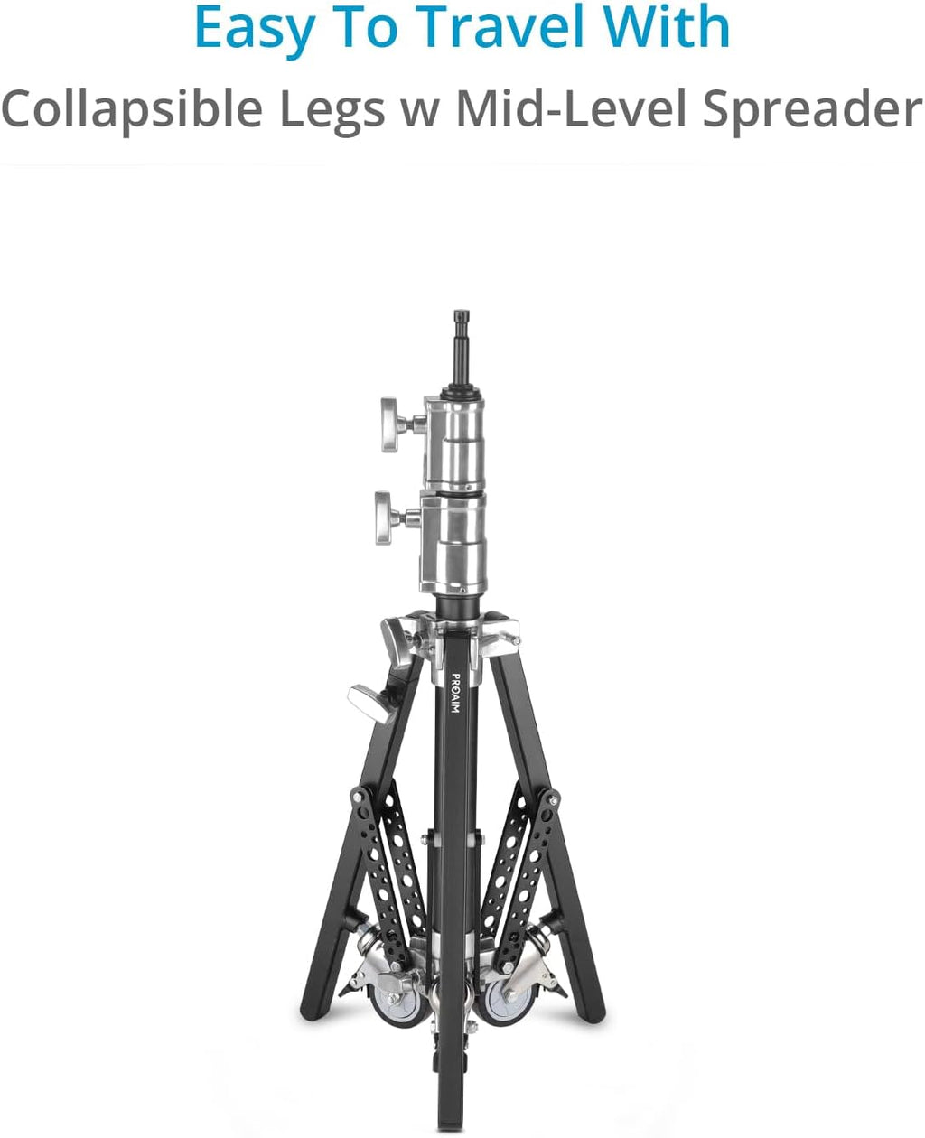 PROAIM 6.16ft Double Riser Rolling Monitor Stand with 5/8' Mount. Includes Rocky Mountain Leg. Height Ranges 33' to 74'. Payload: 33kg/72lb (TP-MNST-01)