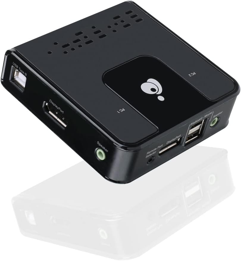 IOGEAR 2-Port DisplayPort KVM Switch - 4K 60Hz - Hotkey or Remote Button Switch - USB 2.0 Mouse Port Can Be Use As USB Hub and Peripheral Sharing - All Cables Included - Mac/Win - GCS62DP