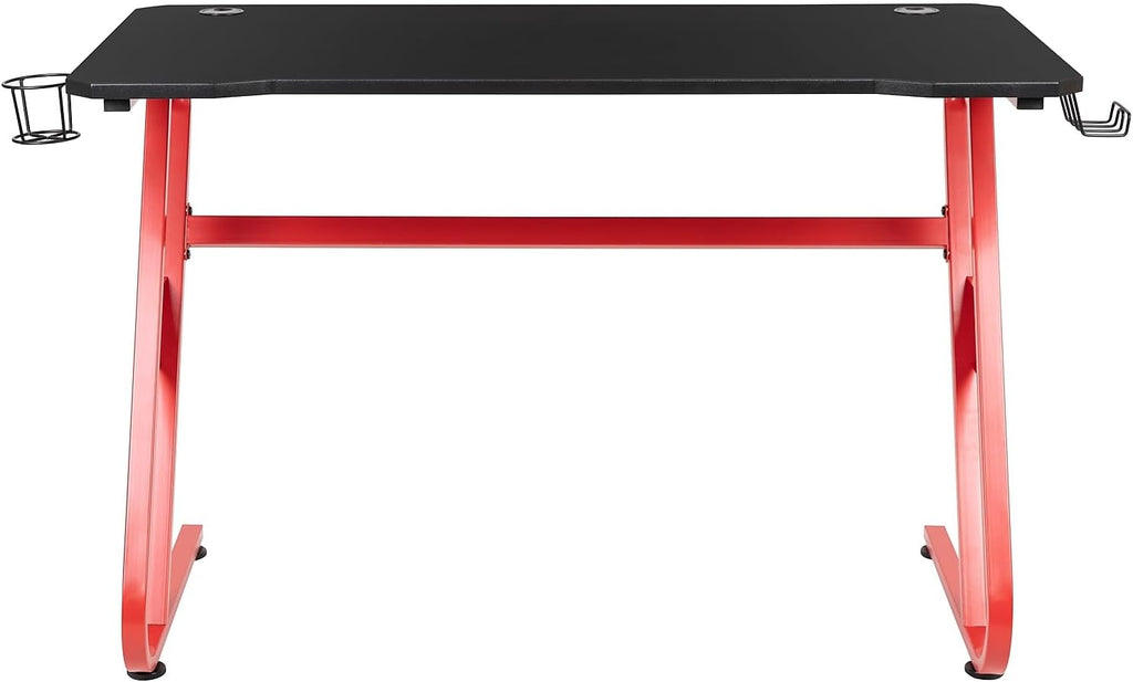 Flash Furniture Fisher Red Gaming Ergonomic Desk with Cup Holder and Headphone Hook