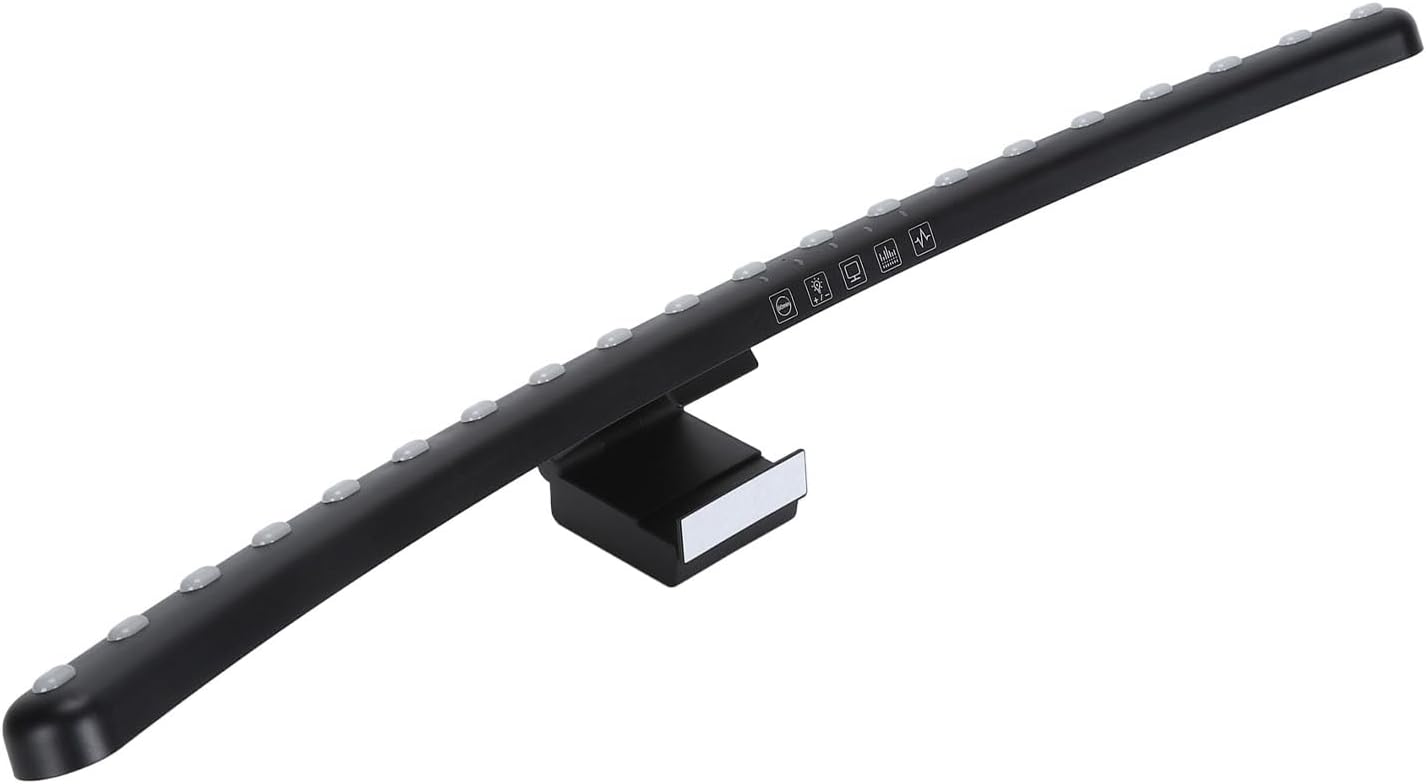2 In 1 RGB Monitor Light Bar, Curved Computer Monitor Lamp Bar, Dual Light Source with Voice Activated Musical Rhythm, Eye Caring Screen Light Bar for Office Gaming Desk