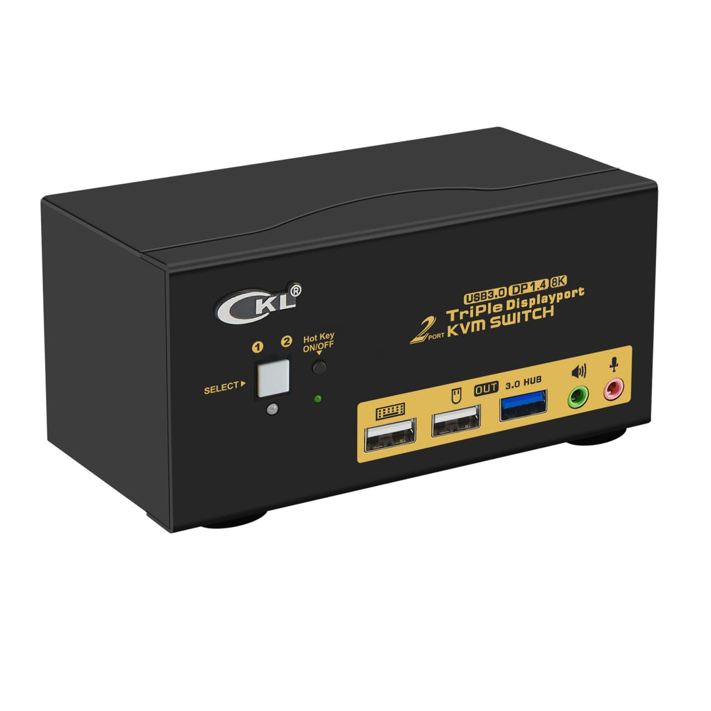 CKL KVM Switch DisplayPort 1.4 8K@30Hz 5K@60Hz 4K@144Hz(2 Computers 3 Monitors)