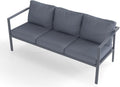 All Aluminum 3-Seater Sofa Outdoor Patio Three Seat Sofa Weatherproof Leisure Couch for Garden Backyard Grey