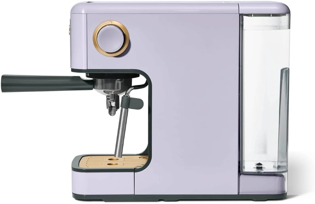 Slim Espresso Maker – 20‑Bar Pressure, Dual‑Spout 52 mm Portafilter, 50 oz Removable Tank, 2‑in‑1 Steam Wand & Touch Controls (Lavender)