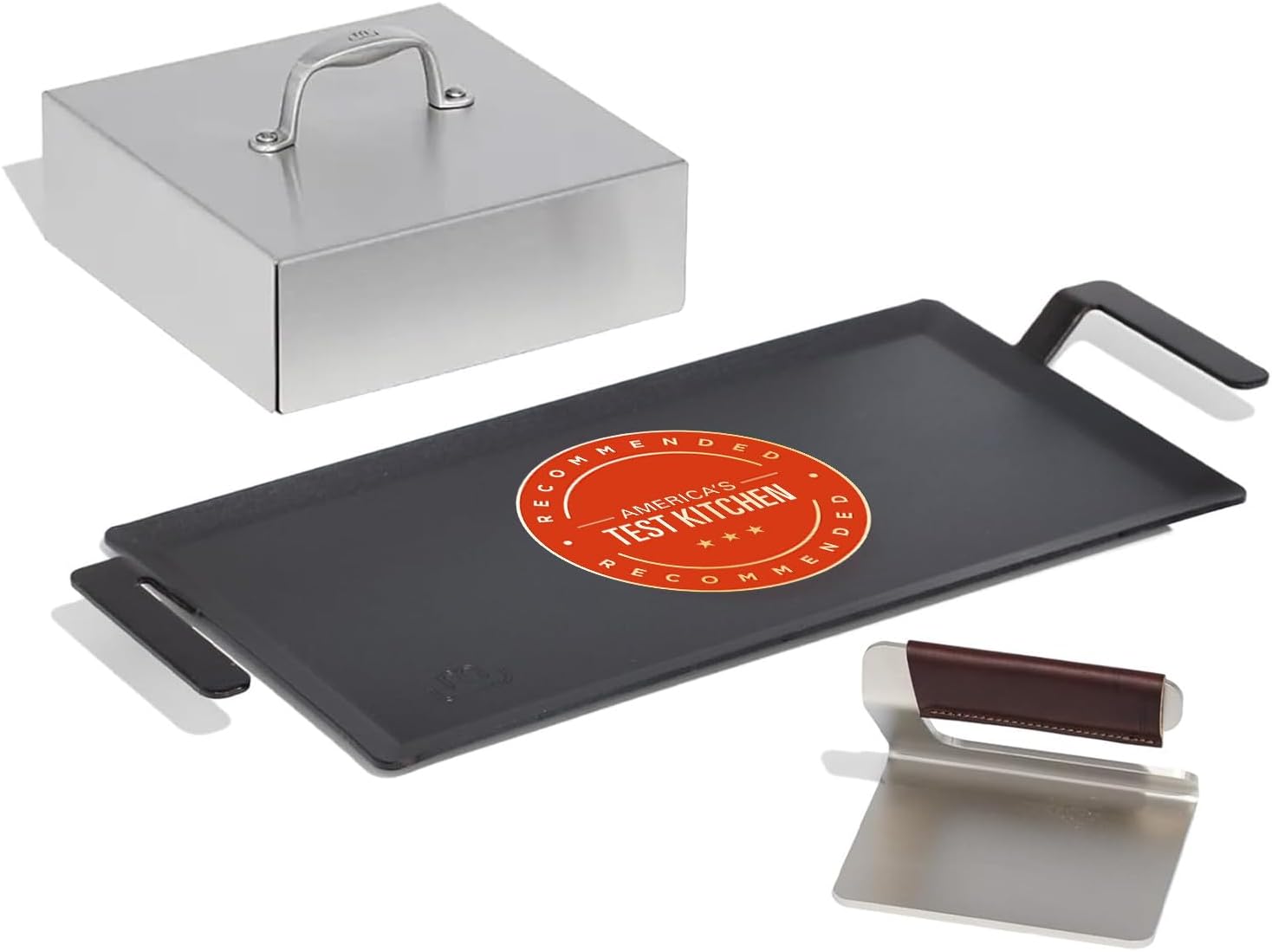 Made In Cookware | Carbon Steel Griddle and Grill Press Set with Half Lid | Professional Cookware | Crafted in Sweden | Induction Compatible