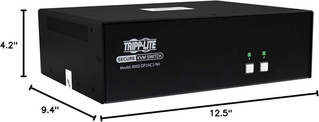 Tripp Lite Secure KVM Switch 2-Port Dual-Head DisplayPort, US Government NIAP-Certified PP4.0 Security, Common Access Card (CAC) Port, 4K @ 30Hz Video, TAA Compliant, 3-Year Warranty (B002-DP2AC2-N4)