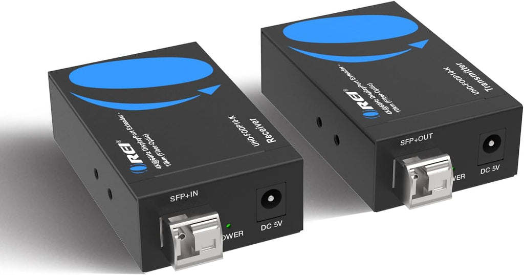 OREI 4K DisplayPort Extender Over Fiber Optic Balun - UltraHD 4K @ 60Hz 4:4:4 DR, HDR10+, SFP+ - Up to 10 KM in Single Mode - 300M in Multi-Mode