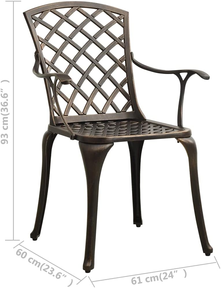 vidaXL 3-Piece Patio Bistro Set - Sturdy Cast Aluminum Garden Furniture - Elegant Bronze Finish with Umbrella Hole - for Outdoor Seating and Dining