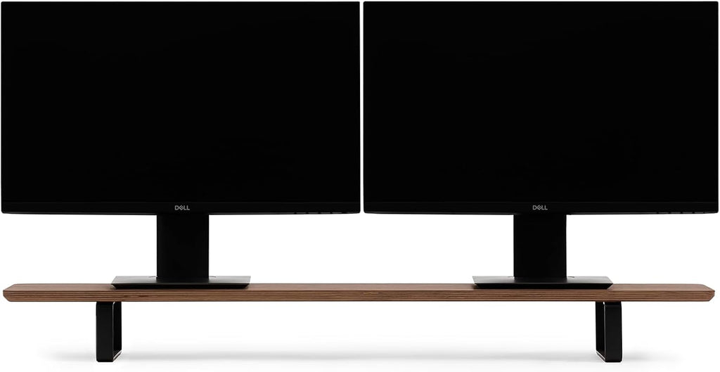 Oakywood Dual Monitor Stand - Handmade in EU - Natural Wood Monitor Stand Riser - Laptop Accessories – 220 lbs (100 kg) Capacity - 41.3'x9' (105x23 cm) – 100% Natural Walnut Veneer