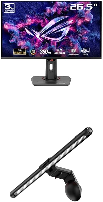 ASUS ROG Strix 27' 1440P OLED Gaming Monitor (XG27ACDNG) ROG Aura Monitor Light Bar (ALB01)