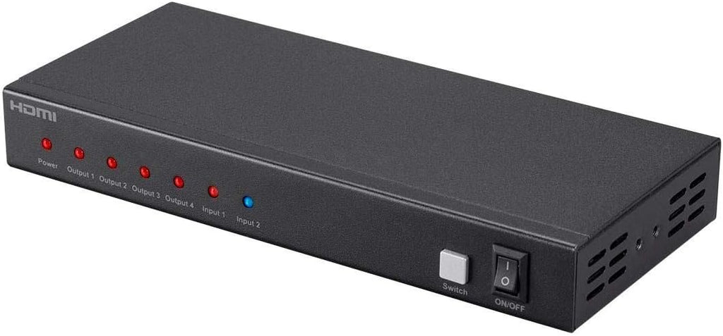 Monoprice Blackbird 4K 2x4 HDMI Splitter and Switch - Dolby Vision and Dolby TrueHD Support, Built in Automatically Adjusting Amplifier, 4K@60Hz, HDCP 2.2, Black