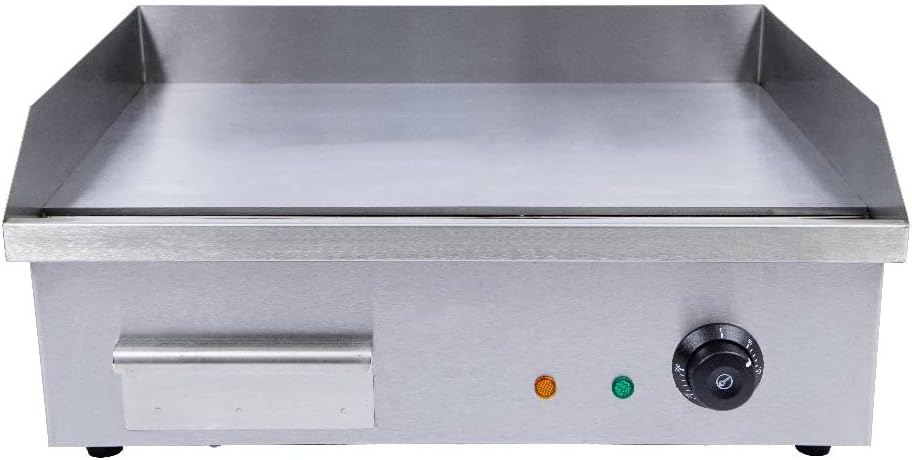 22Inch Electric Countertop Griddle - 3000W Commercial One-Piece Tabletop Flat Top Grill Stainless Steel Large Pan Griddle For BBQ Teppanyaki Cooking, Cooking Area: 22'x14', US Plug Included