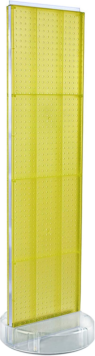 Azar Displays 700780 TWO-SIDED PEGBOARD FLOOR DISPLAY W/C-CHANNEL SIDES ON REVOLVING ROUND STUDIO BASE. PANEL SIZE: 16'W X 60'H, (Yellow Sunbeam)