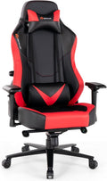 Goplus Gaming Chair, 360° Swivel Computer Chair with Casters, Multi-Angle Reclining, Tension Control, 4D Armrest, Headrest, Gas Lift, Height Adjustable Game Chair for Office, Bedroom, Red