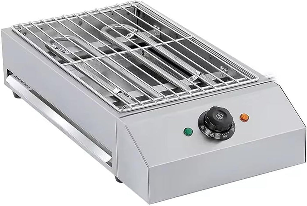 Electric Grill, 2600 Watt High Power Indoor Smokeless Grill, Adjustable Temperature 122°F-572°F Electric Grill with Removable Non-Stick Grill Rack, Grease Tray, Portable, Stainless Steel