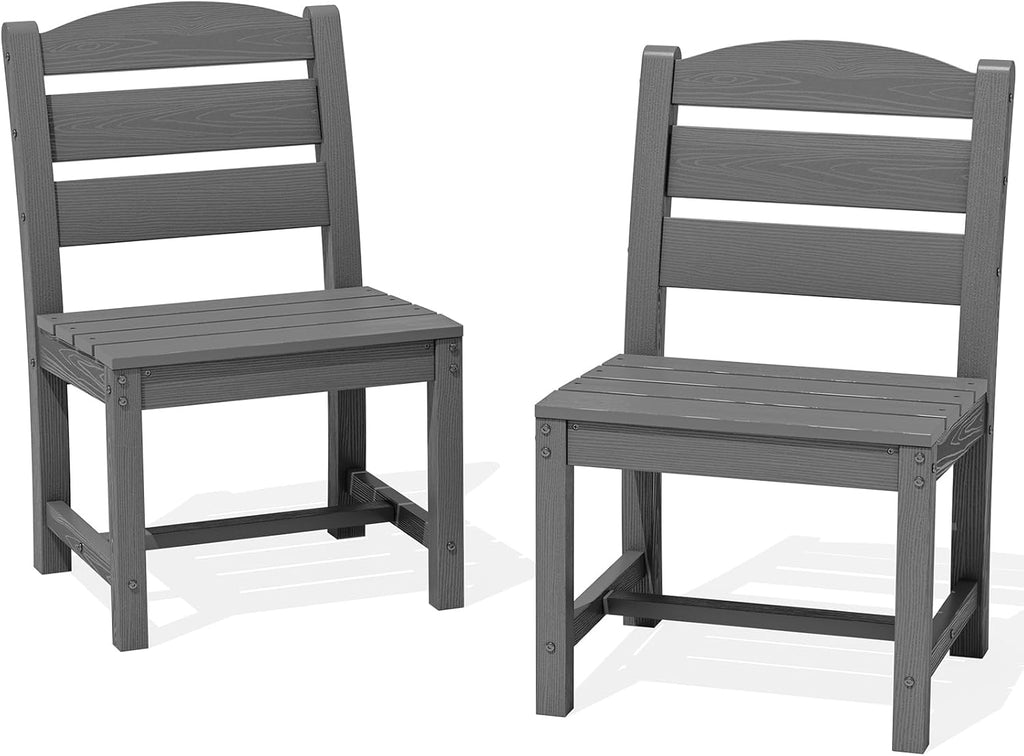 SERWALL Patio Dining Chair, All Weather Dining Chair Set of 2, Outdoor Dining Chair with Widened Seat, Gray