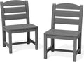 SERWALL Patio Dining Chair, All Weather Dining Chair Set of 2, Outdoor Dining Chair with Widened Seat, Gray