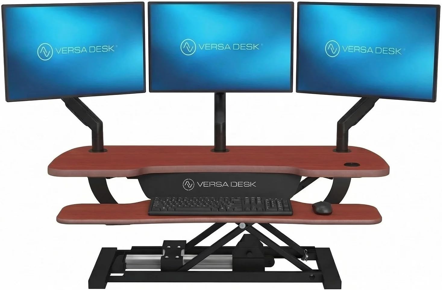 VERSADESK PowerPro™ 40' x 24' Standing Desk Converter | 7.75' - 23.5' Electric Height Adjustable Sit to Stand Desk Riser w/ Keyboard Tray & USB Hub - Ergonomic Workstation for Home & Office, Cherry