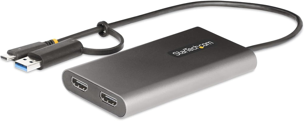 StarTech.com USB-C to Dual-HDMI Adapter, USB-C/A to 2X HDMI Converter, 4K 60Hz, 100W PD Pass-Through, Win/Mac, TAA