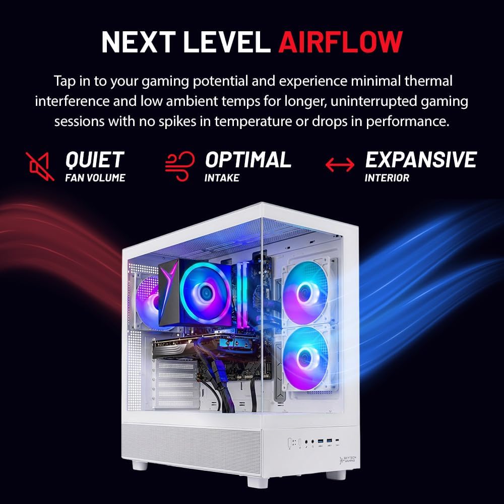 Skytech Gaming Azure 3 Gaming PC, Intel i5 14400F 2.5GHz, NVIDIA RTX 5060 Ti 8GB VRAM, 1TB NVMe SSD, 24GB DDR5 RAM 6000, 650W Gold PSU, WI-FI 5, Windows 11, Desktop