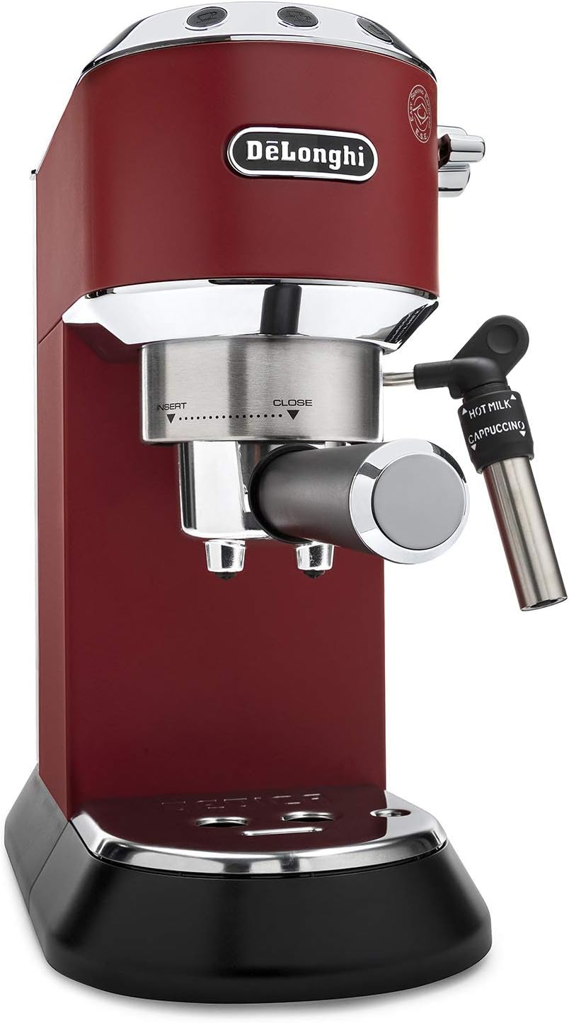 DeLonghi America, Inc EC685R Dedica Deluxe 15-Bar Pump Espresso Machine, Red