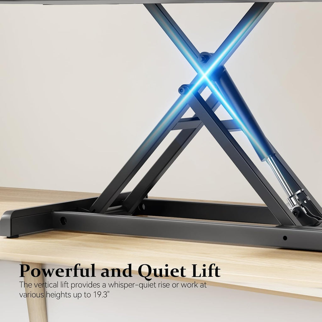 42 inch Standing Desk Converter, Height Adjustable Desktop Standing Desk with Keyboard Tray for Two Monitors, Sit to Stand up Desk Riser Computer Workstation for Home Office, Black