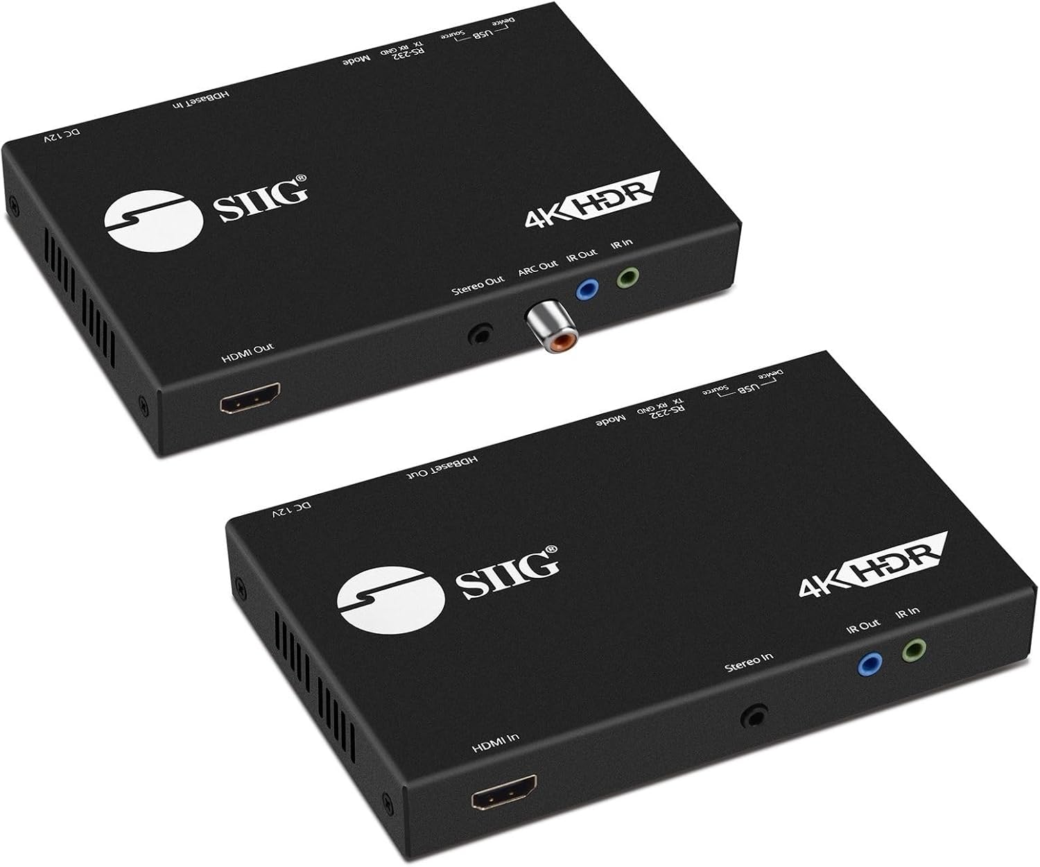 SIIG HDBaseT HDMI Extender 4K 60Hz USB 2.0 KVM RS232 Over CAT5e/CAT6/CAT7, Up to 330ft @ 1080p and 230ft @ 4K 4:4:4, Dual IR, HDR, HDMI 2.0, HDCP 2.2, EDID, PoC, TAA Compliant (CE-H23411-S1)