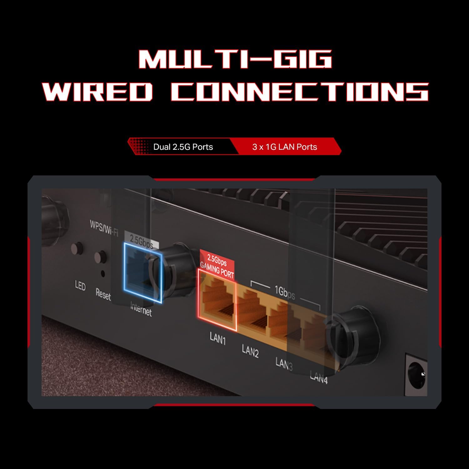 TP-Link Dual-Band BE6500 WiFi 7 Gaming Router Archer GE400 | 6-Stream 6.5 Gbps | 2 x 2.5G + 3 x 1G | Game Acceleration, Dedicated Gaming Port & Panel, RGB Lighting | Easymesh, Homeshield | No 6 GHz