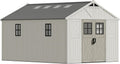 Devoko 10x14 FT Resin Plastic Outdoor Storage Shed with Windows & Floor, Beige